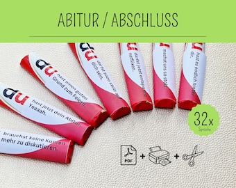 Sofort-Download Geschenk Abitur oder Abschluss: 32 Duplo Banderolen DU BIST Glückwunsch zum Abi | Schulabschluss | Prüfung bestanden