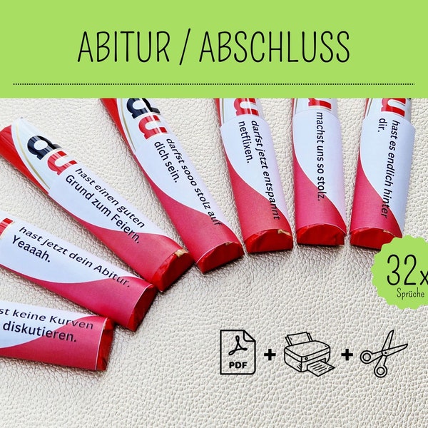 Sofort-Download Geschenk Abitur oder Abschluss: 32 Duplo Banderolen DU BIST Glückwunsch zum Abi | Schulabschluss | Prüfung bestanden