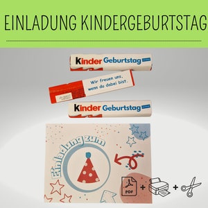 Baixar convite de aniversário infantil banderole Kinderriegel convite de aniversário infantil faça você mesmo DYI última hora Kinder Riegel