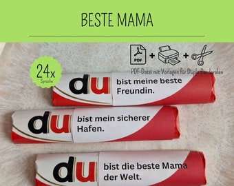 Download 24 Duplo Banderolen DU BIST die Beste MAMA als persönliches Geschenk zum Muttertag, Geburtstag, Weihnachten Muttertagsgeschenk etc.