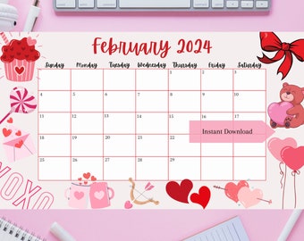 Valentines February 2024 Calendar