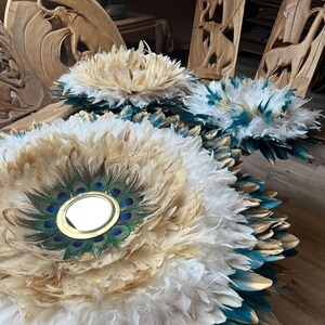 mirror decoration wall, juju hat beige, well-being, bali, closing gift, yin and yang, bamboo mirrors, jujuhat, personalized gift, unique gift for her, golfmirror