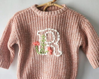 Custom Hand Embroidered Sweater, Custom Sweater, Name Sweater, Handmade Gift, Milestone Sweater, Children’s Sweater, Kids Sweater, Gift