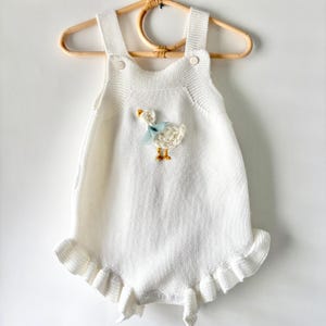 Mono de pato bordado a mano personalizado, mono personalizado, mono de pato, regalo hecho a mano, mono de pato, mono de punto, mono infantil, niños