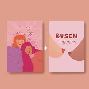 Postkarten-Set für Beste Freundin / 2 Stück / Busenfreundin / Lieblingsmensch / Geschenke für beste Freundin / BFF / Geburtstagskarte
