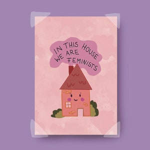 Maxi-Postkarte "House of feminists" / feministische Illustration / female empowerment / bunte Grußkarte / Feminismus / bunte Wanddeko