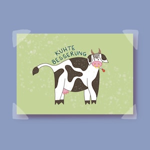 Maxi-Postkarte / Kuhte Besserung / Tierische Grüße / Genesungswünsche / Lustige Karte