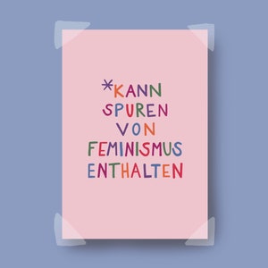 Maxi-Postkarte "Kann Spuren von Feminismus enthalten" / lustige Karte / feministische Kunst / bunte Wanddeko / female empowerment
