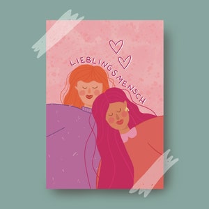 Maxi-Postkarte "Lieblingsmensch" / Freundschaft / female empowerment / bunte Illustration / Grußkarte für beste Freundin / Selbstliebe