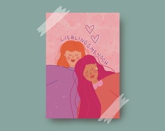 Maxi-Postkarte "Lieblingsmensch" / Freundschaft / female empowerment / bunte Illustration / Grußkarte für beste Freundin / Selbstliebe