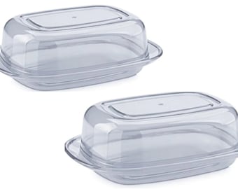 Clear Plastic Butter Dish with Lid