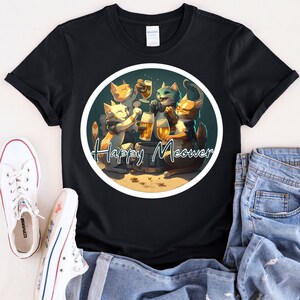 Cat Lover Shirts Happy Meower Cat Puns Adorable Cat Shirt, Cat dad T-shirt Cat mom T-shirt , Animal Graphic Tees, Cat party tee Purrfect tee