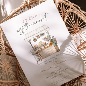 Off The Market Bridal Shower Invitation Template, Farmer&#39;s Market Shower Invite, She&#39;s Off Market Instant Download, Printable, EBP16