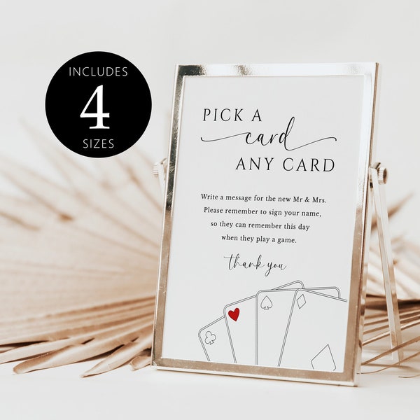 Playing Cards Guest book Sign, Please Sign our Guest book, Wedding Sign Template, Wedding Decor, Custom Playing Card Guestbook, Unique