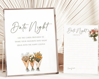 Fresh Off The Market Date Jar Sign and Cards, Date Night Card Template, Date Night Ideas, Bridal Shower, Editable, Printable, EBP16
