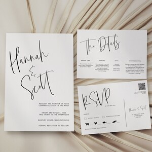 Minimalist Wedding Invitation Set, Monochrome Wedding Suite (Downloadable)