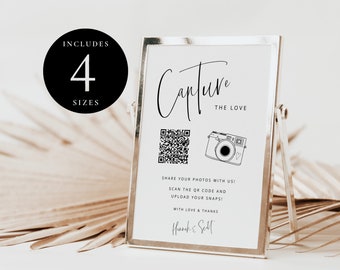 Capture the Love QR Code, Wedding Photo Signs, Share the Love, Wedding QR Code Signs, Horizontal & Vertical, Editable Templett, SMITH