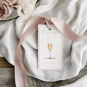 Editable Pearls and Prosecco Shower Tags, Bubbles and Brunch Wedding Shower Favor Tags, Tag Favor, Editable Tags, Instant Download, EBP12