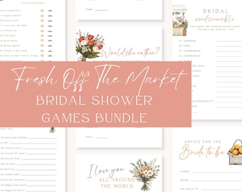 Fresh Off The Market Bridal Shower Games Bundle, Farmers Market Bridal Shower Games, Digital Download, Fully Editable, Printable, EBP16