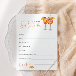Aperol Spritz Brautparty-Spielvorlage, Ratschläge und Wünsche, Citrus Spritz Junggesellinnenabschiedsspiele, Sofortiger Download, Love At First Spritz, EBP15
