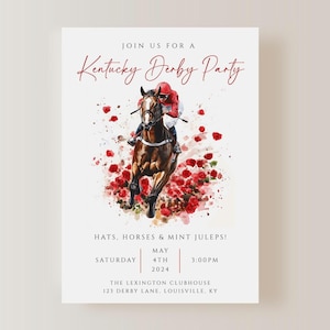 Kentucky Derby Party Invitation, Race For The Roses, Kentucky Derby Party, Derby Invitation, Derby Day Party Invite, Editable Template