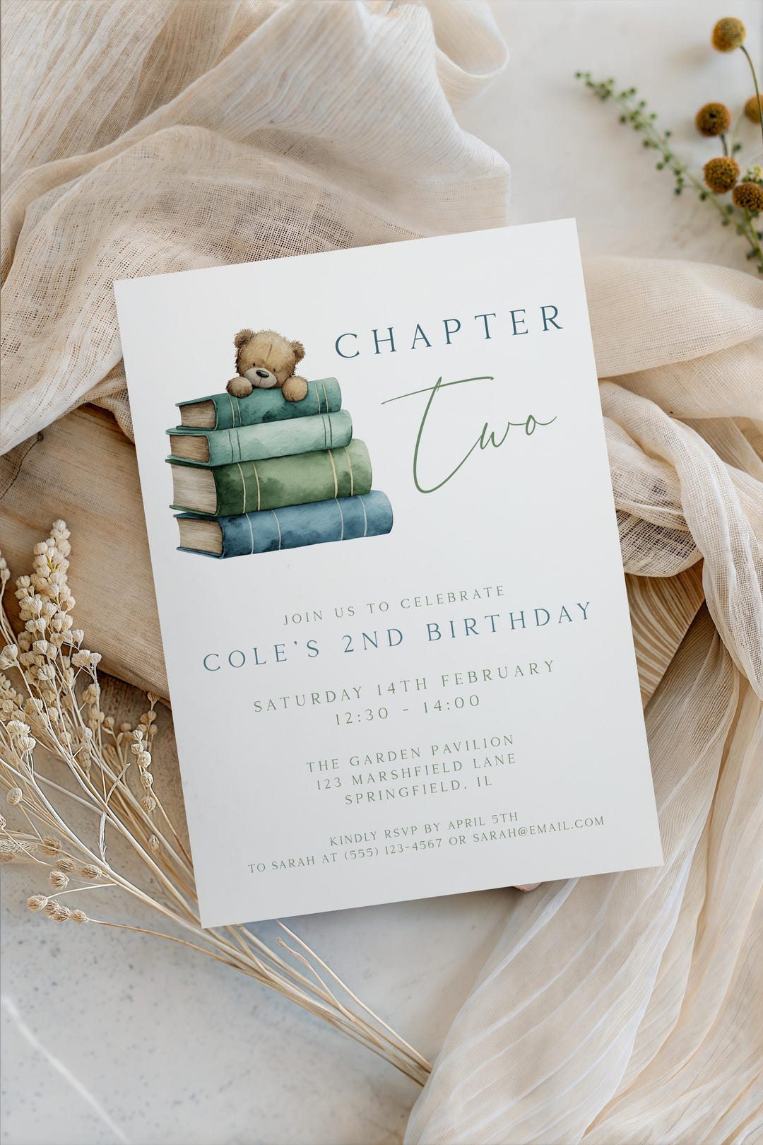 Chapter Two Birthday Invitation Template, Storybook 2nd Birthday Party ...