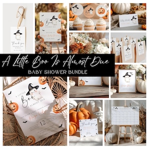 Little Boo Baby Shower Invitation Template Bundle, Baby Ghost Baby Shower Bundle, Little Boo is Almost Due, Halloween Baby Shower, EBP31