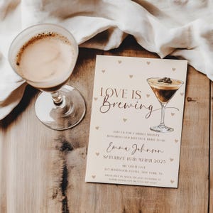 Love Is Brewing Espresso Martini Bridal Shower Invite, Espresso Martini Bridal Shower Invitation Template, Editable, Instant Download, EBP20