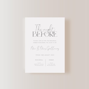 The Night Before Rehearsal Dinner Invitation, Modern Minimalist Rehearsal Dinner Invite, Instant Download Editable Template, EBP03