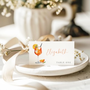Plantilla para tarjeta de lugar para despedida de soltera con Aperol Spritz, tarjeta con nombre, despedida de soltera con Citrus Spritz, descarga instantánea, imprimible, Love At First Spritz, EBP15