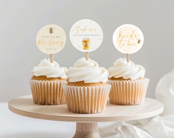 She Found Her Honey Bridal Shower Cupcake Toppers, Honey Bee Bridal Shower Cupcake Toppers, Cupcake Toppers, Editable, Printable, EBP19