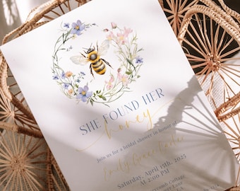 Editable Bee Bridal Shower Invitation, She Found Her Honey Bridal Brunch Invite, Bride To Bee, Instant Download, Printable, EBP19