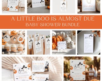 Little Boo Baby Shower Invitation Template Bundle, Baby Ghost Baby Shower Bundle, Little Boo is Almost Due, Halloween Baby Shower, EBP31