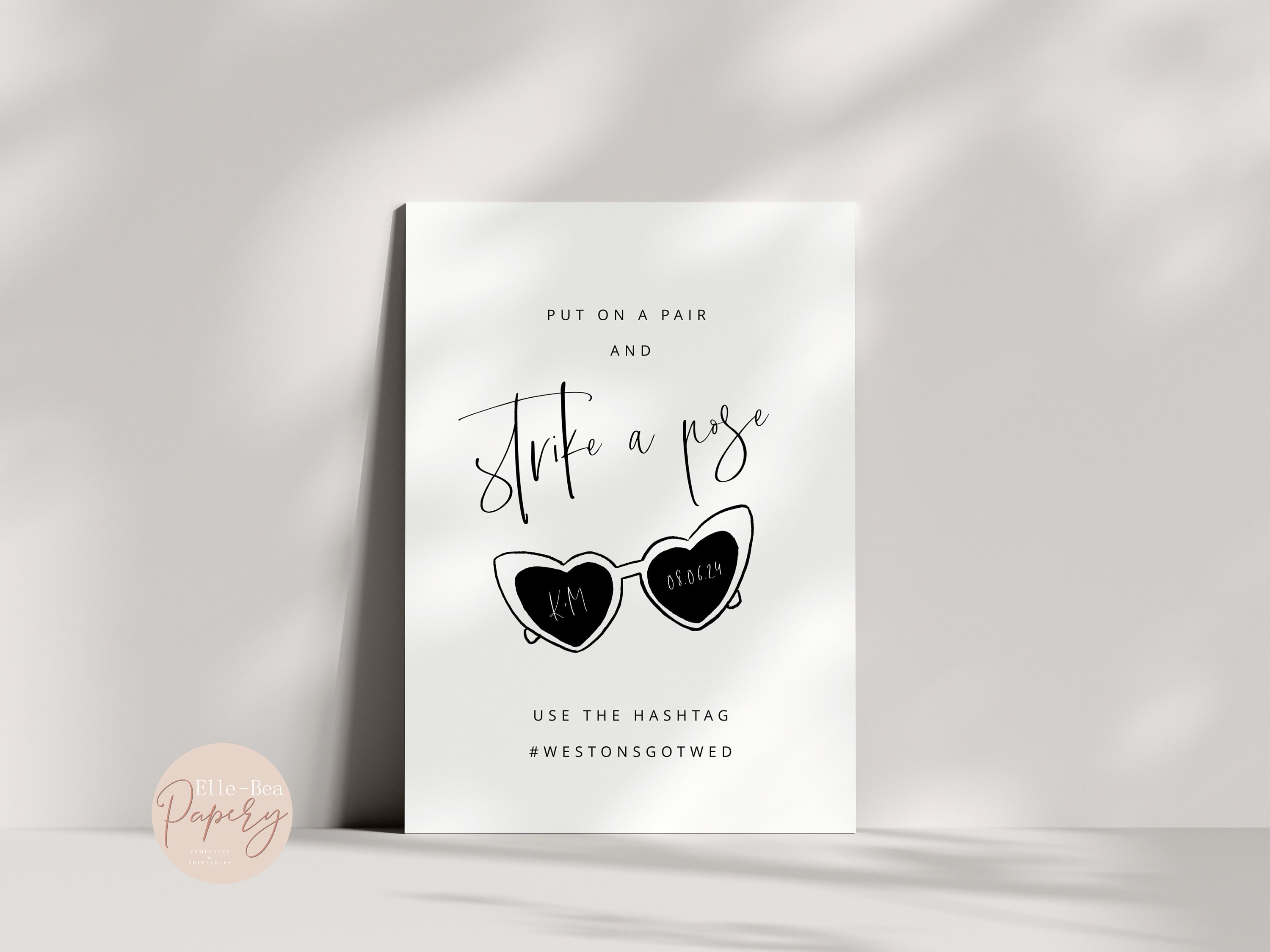 Put These on and Pose, Love Heart Sunglasses Sign, Heart