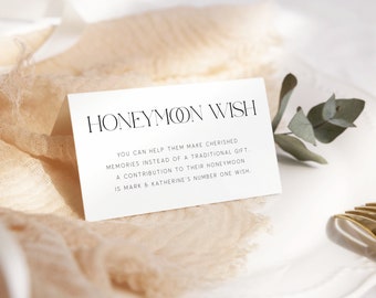 Minimalist Modern Honeymoon Wish Template, Editable Download, Templett, Wedding Gift Request, Money, Monochrome, Instant Download, EBP03