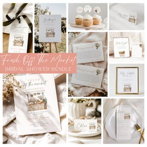 Off The Market Bridal Shower Bundle, Editable Templates, Farmers Market Bridal Shower, Digital Download, Bridal Shower Bundle, EBP16