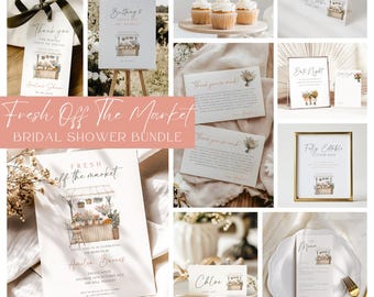 Off The Market Bridal Shower Bundle, Editable Templates, Farmers Market Bridal Shower, Digital Download, Bridal Shower Bundle, EBP16