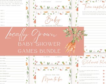 Gry na Baby Shower z Lokalnej Produkcji, Zestaw Gier na Baby Shower z Targu Rolniczego, Gry na Imprezę dla Dzieci, Gry dla Dzieci z Owocami i Warzywami, Edytowalne, EBP21