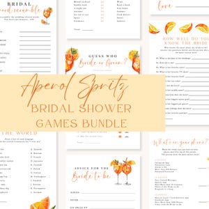 Aperol Spritz Bridal Shower Game Bundle, Citrus Spritz Hen Do Games, Instant Download, Editable, Love At First Spritz, EBP15