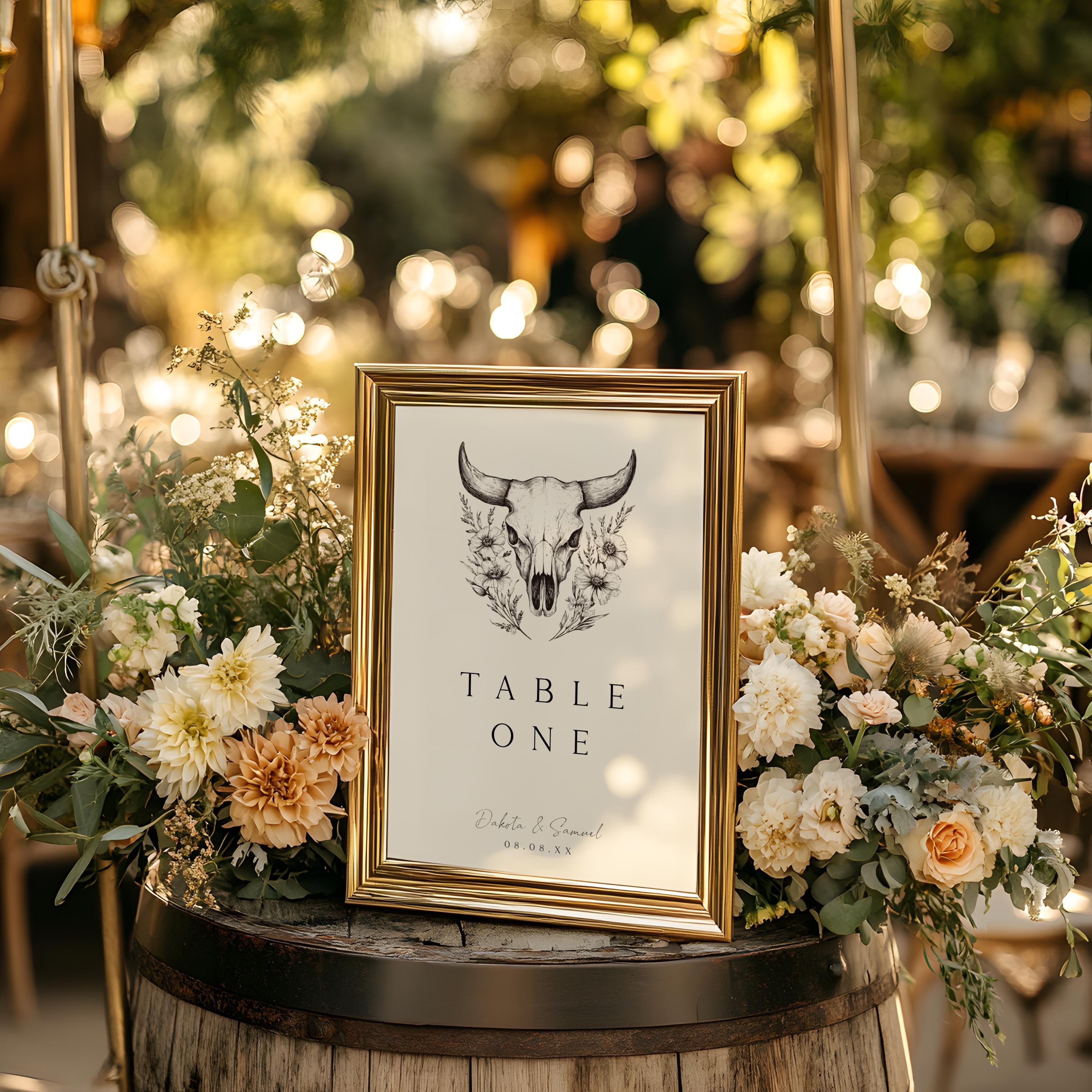 Rustic Cowboy Skull Table Number