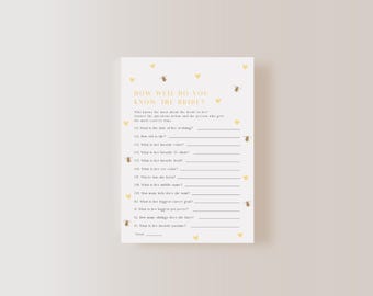 How Well Do You Know The Bride? She Found Her Honey Bridal Shower, Bride to Bee Bridal Shower Games, Printable, Editable Template, EBP19