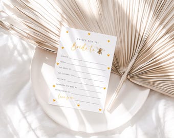 Editable Bridal Shower Game, She Found Her Honey Bridal Shower, Bride To Bee Bridal Shower, Advice For The Bride, Printable, Editable, EBP19