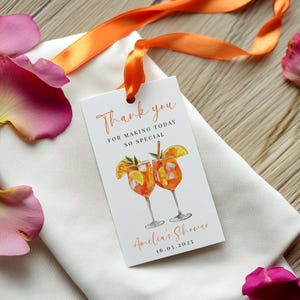 Etiquetas de agradecimento para chá de panela Love At First Spritz, etiquetas de lembrancinhas para chá de panela Aperol Spritz, download instantâneo, para impressão, tema cítrico, EBP15