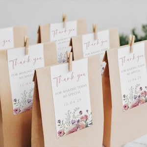 Baby in Bloom Thank You Favor Tag Template, Wildflower Baby Shower Label, Boho Floral Favor Tag, Editable Printable Spring Floral Tag, EBP24