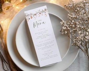 Christmas Menu Template, Holiday Wedding, Shower (Digital Download)