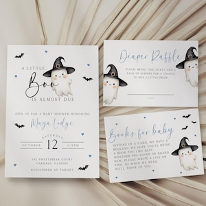 Little Boo Baby Shower Invitation Bundle, Ghost Baby Shower Bundle, Little Boo is Almost Due, Halloween Baby Shower, Baby Boy Shower, EBP30