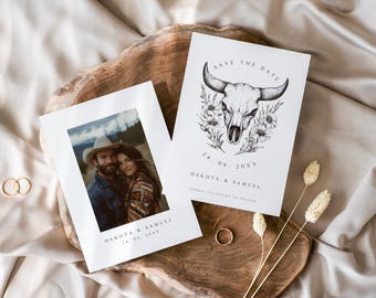 Western Hochzeit Save the Date Vorlage, rustikale Ranch Hochzeit Save the Date, bearbeitbarer digitaler Download, South Western Save the Date, Land