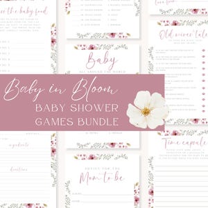 Baby In Bloom Baby Shower Games, Wildflower Baby Shower Games, Editable Baby Shower Games Bundle, Floral Baby Shower Games, Editable, EBP24