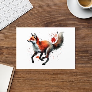 Carte de voeux aquarelle renard roux - Carte vierge d'art animalier vibrant pour les amoureux de la nature, cadeau pour amoureux du renard, papeterie animal, carte animal de la forêt