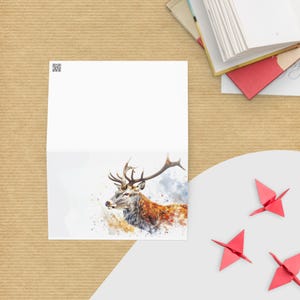 Red Deer Stag Greeting Card – Majestic Wildlife Watercolor Art, Highland Animal Card, Rustic Countryside Gift, Nature Lover Blank Card